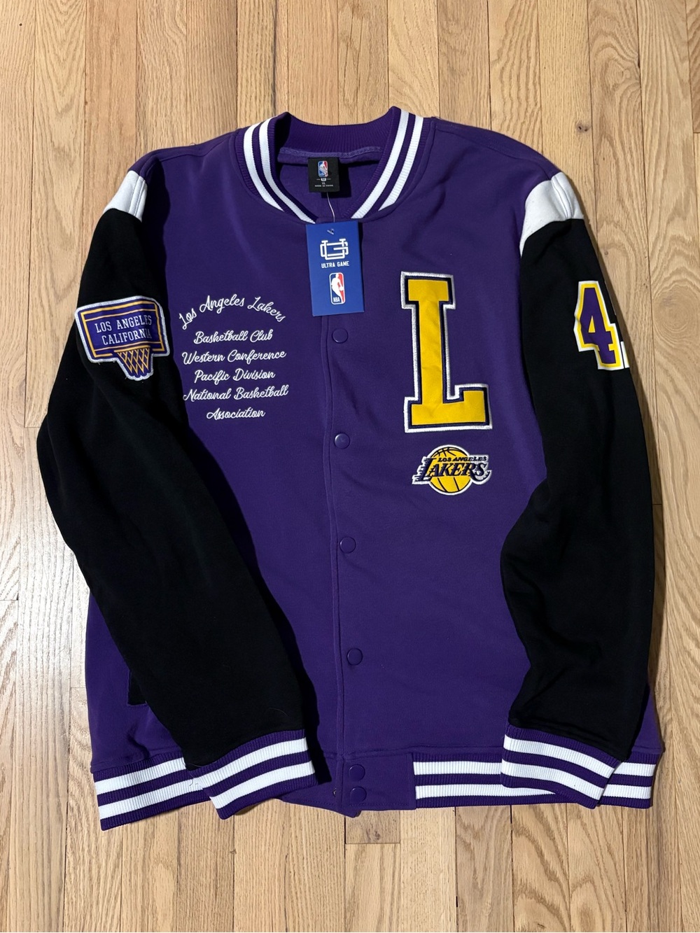 NBA Los Angeles Lakers Purple & Black Letterman Jacket with Yellow Accents
